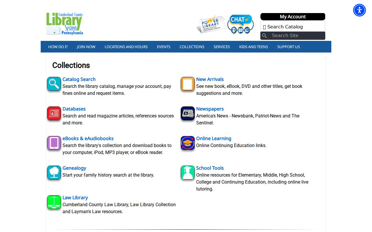 Upper Allen Township resident lookup support through Cumberland County Library System collections